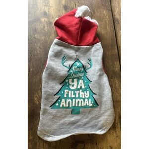Pup Crew Dog Grey Hoodie "Merry Christmas ya filthy animal" Size XS Fast Shippin